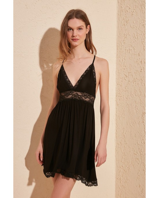 Fantasy Nightdress Lingerie, Sexy Bridal Babydolls, Black Lace Nightgown