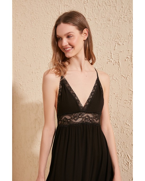Fantasy Nightdress Lingerie, Sexy Bridal Babydolls, Black Lace Nightgown