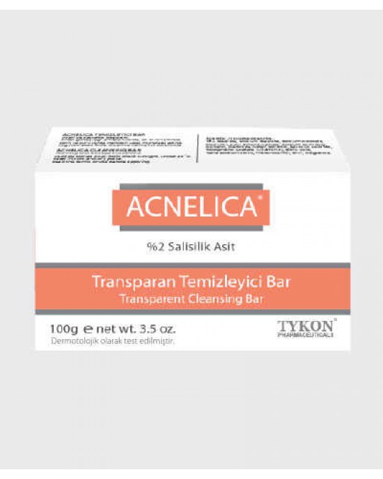 ACNELICA Transparent Cleansing Soap Bar, Salicylic Acid 2%, Dermatologically Tested, Acne, Blackhead, and Hyperpigmentation Soap Bar, 100 gr, e net wt. 3.5 oz