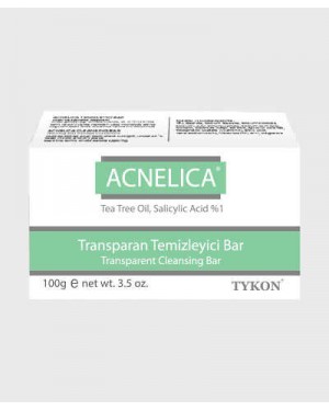 ACNELICA Transparent Cleansing Soap Bar, 1% Tea Tree Oil Soap, Salicylic Acid, Dermatologically Tested, Acne, Blackhead, and Hyperpigmentation Soap Bar, 100 gr, e net wt. 3.5 oz