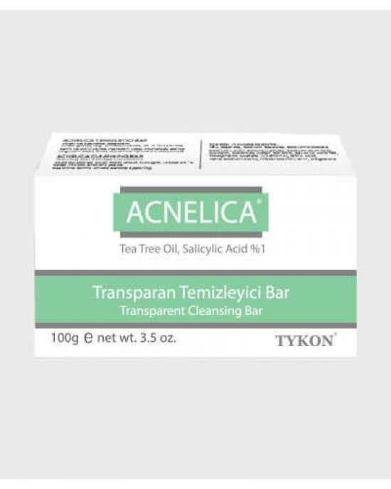ACNELICA Şeffaf Temizleme Sabunu,% 1 Çay Ağacı Yağı Sabunu, Salisilik Asit, Dermatolojik Olarak Test Edilmiş, Akne, Siyah Nokta ve Hiperpigmentasyon Sabunu, 100 gr, e net ağırlık. 3,5 oz