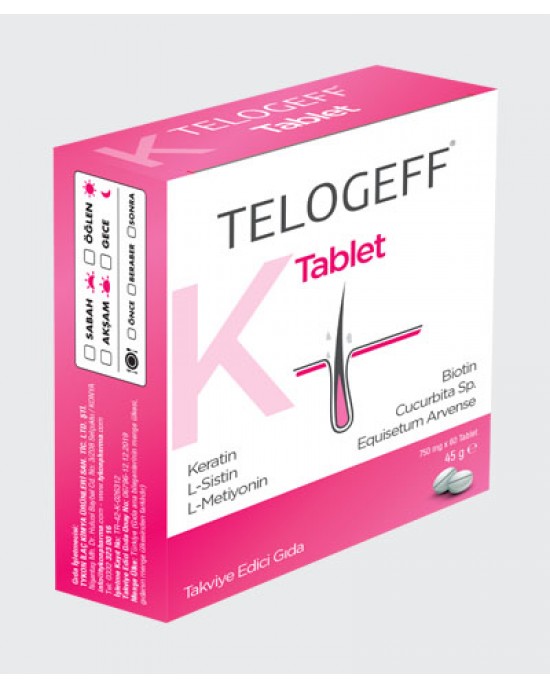 Androgenetic Alopecia Treatment TELOGEFF Tablets For Women, Hair Nutrition, Horsetail Plant Extract, Creatine, L-Cysteine, L-Methionine, Pumpkin extract, Hair Growth, Regrowth of Thinning Hair, Stops Hair Loss, 60 x 750 mg, 45 g