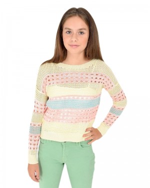 Fishnet Sweatshirt, Round Neck Graphic Sweater Pullover Teen Girls