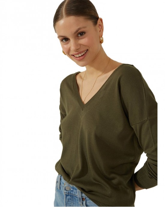 StyleTurk, V Neck Blouse Top, Casual 
