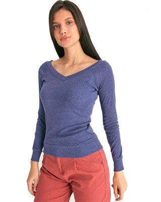 V Neck Blouse Top, Casual Long Sleeve Shirt, Turkish Sweatshirt for Women