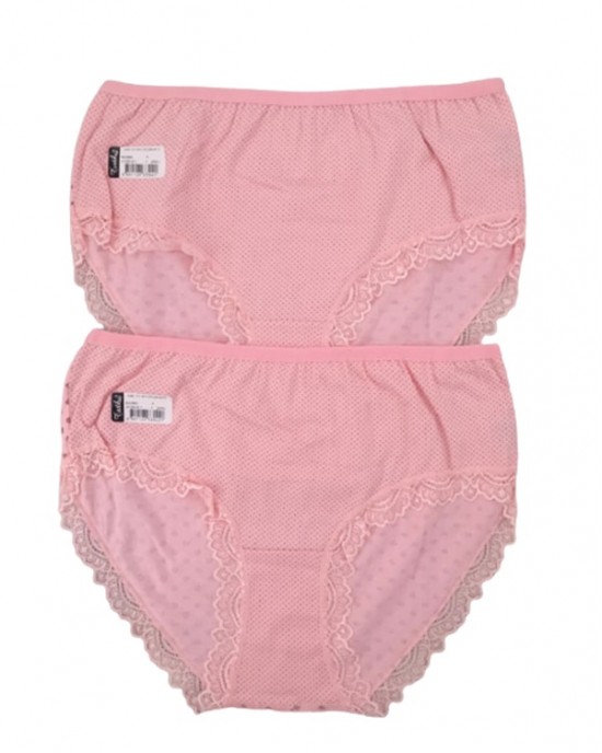 Kadın Dantelli Slip Çamaşır Set, 2 Adet, Pembe