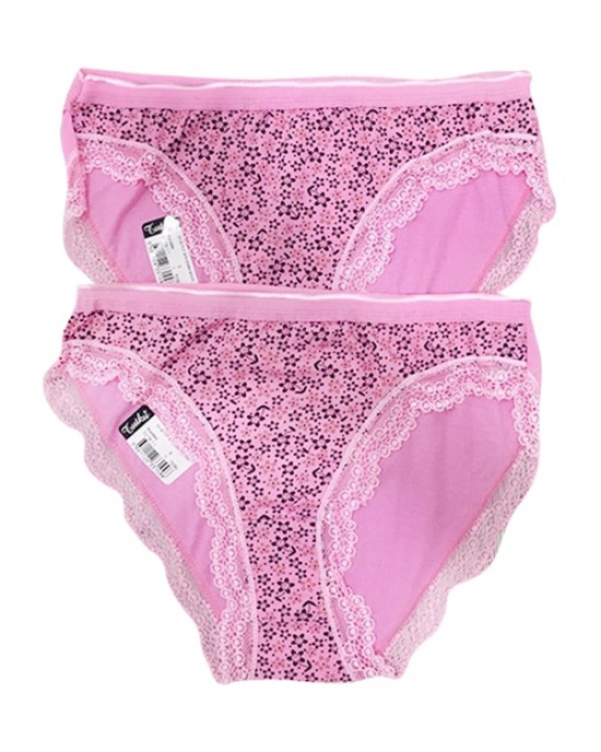 Turkish Women's Panties, Dantel Bikini Panties For Women, 2 Pieces, Pink