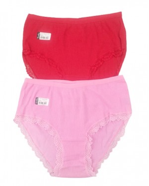 High Waist Panty, Women's Panties, Dantel Bikini Panties For Women, 2 Pieces, Pink and Red