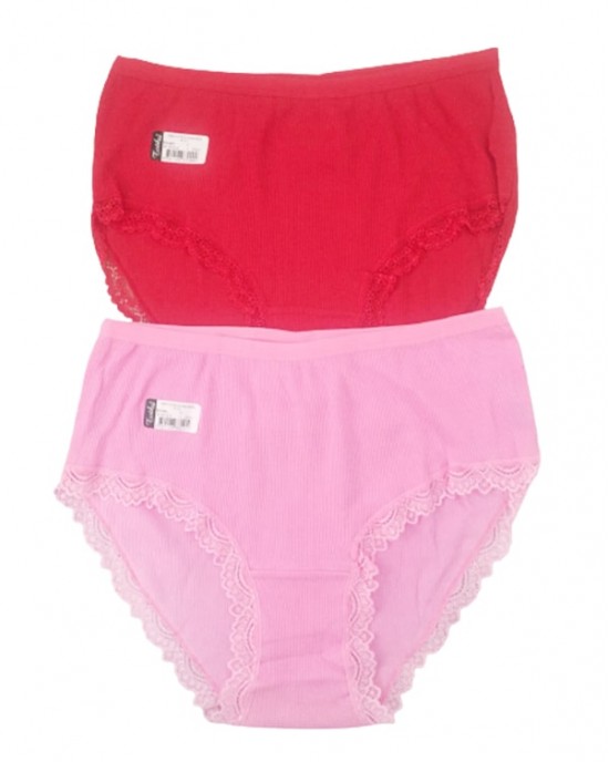 High Waist Panty, Women's Panties, Dantel Bikini Panties For Women, 2 Pieces, Pink and Red