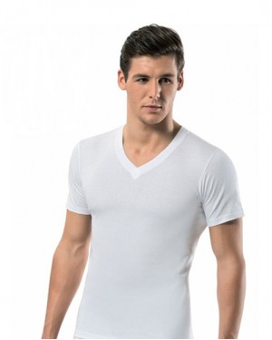 Men's Half Sleeve Underwear, Men's Top Underwear, 100% Cotton, White Color