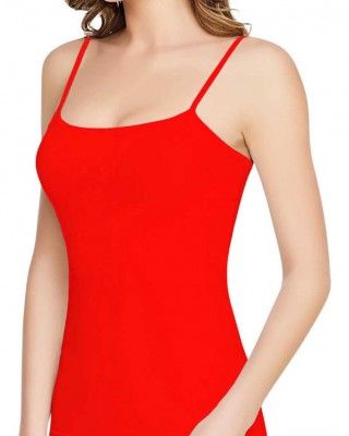 Women's Top Underwear, Turkish Women's Undershirt Set, Thin Straps, 6 Pieces, Red Color