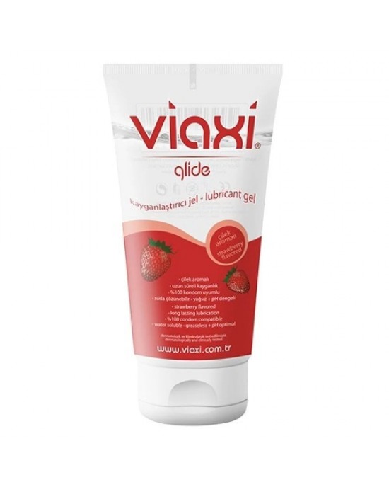 Viaxi Glide Strawberry Lubricant Gel 100 ml - Health-Friendly Sex Lube, 100% Condom Compatible