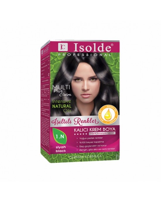Isolde Multi Plus, Turkish Permanent Herbal Haircolor Cream,1.N Black. 135 ml