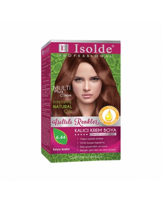 Isolde Multi Plus, Türk Kalıcı Bitkisel Saç Boyası Kremi, 6.44, Koyu Bakır, 135 ml