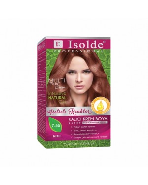 Isolde Multi Plus, Turkish Permanent Herbal Haircolor Cream,7.55 Medium Blonde Deep Red,135 ml