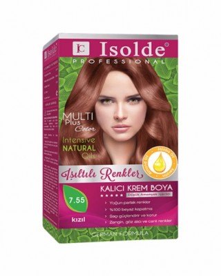 Isolde Multi Plus, Türk Kalıcı Bitkisel Saç Boyası Kremi, 7.55 Orta Sarı Koyu Kırmızı, 135 ml