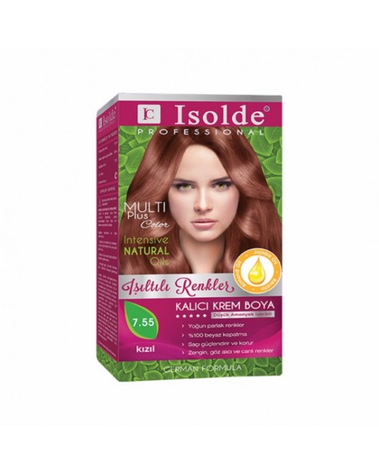 Isolde Multi Plus, Turkish Permanent Herbal Haircolor Cream,7.55 Medium Blonde Deep Red,135 ml