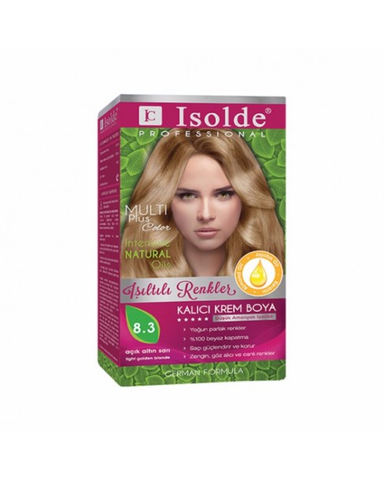 Isolde Multi Plus, Turkish Permanent Herbal Haircolor Cream,8.3 Light golden blonde, 135 ml