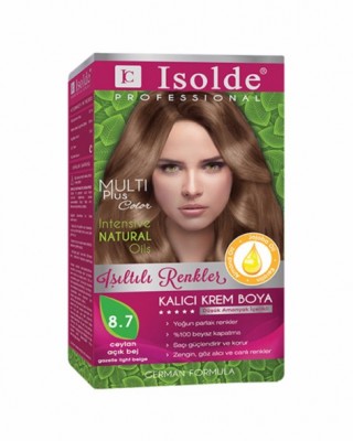 Isolde Multi Plus, Türk Kalıcı Bitkisel Saç Boyası Kremi, 8.7 ceylan açık bej, 135 ml