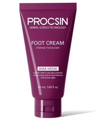 PROCSIN Topuk Çatlak ve Kokuya Karşı Ayak Bakım Kremi 50 ml - Lavanta, Kekik, Tea Tree Yağı ve Zeytinyağı İçeren Nemlendirici ve Ferahlatıcı Ayak Kremi