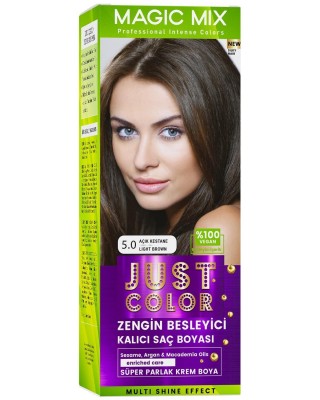 مجموعة صبغة الشعر العشبية الطبيعية ماجيك ميكس رقم 5.0 لون بني فاتح