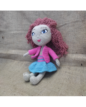 Curly Haired Girl, Doll for Kids, Amigurumi Doll, Crochet Doll, 100% Organic Syrian Handmade Soft Amigurumi Toy, Amigurumi Sleeping Friend Curly Haired Girl, Doll for Kids, Amigurumi Doll, Crochet Doll, 100% Organic Syrian Handmade Soft Amigurumi Toy, Amigurumi Sleeping Friend