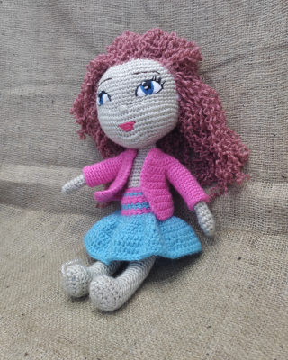 Kıvırcık Saçlı Kız, Çocuklar İçin Bebek, Amigurumi Bebek, Örgü Bebek, %100 Organik El Yapımı Yumuşak Amigurumi Oyuncak, Amigurumi Uyku Arkadaşı