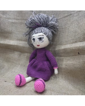 Curly Haired Girl, Doll for Kids, Amigurumi Doll, Crochet Doll, 100% Organic Syrian Handmade Soft Amigurumi Toy, Amigurumi Sleeping Friend