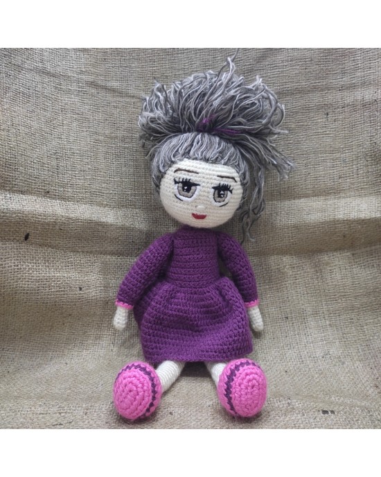 Curly Haired Girl, Doll for Kids, Amigurumi Doll, Crochet Doll, 100% Organic Syrian Handmade Soft Amigurumi Toy, Amigurumi Sleeping Friend