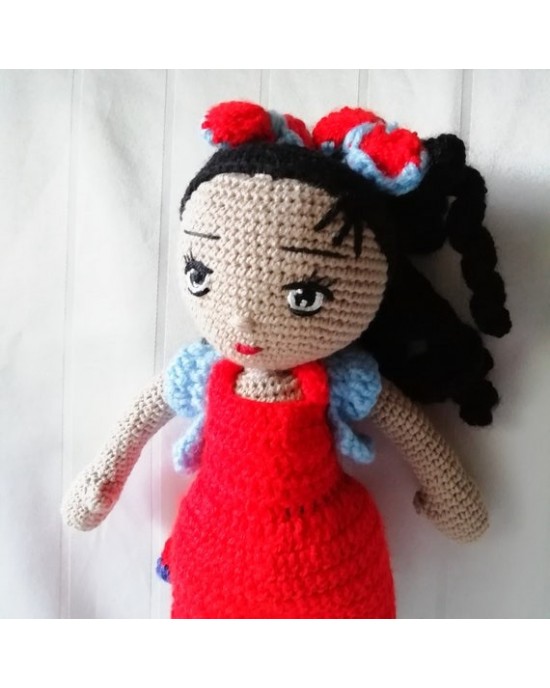 Curly Haired Girl, Doll for Kids, Amigurumi Doll, Crochet Doll, 100% Organic Syrian Handmade Soft Amigurumi Toy, Amigurumi Sleeping Friend