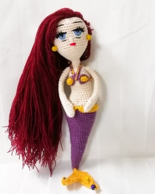Mermaid Crochet Toy, Doll for Kids, Amigurumi Doll, Crochet Doll, 100% Organic Syrian Handmade Soft Amigurumi Toy, Amigurumi Sleeping Friend