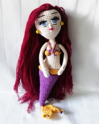 Mermaid Crochet Toy, Doll for Kids, Amigurumi Doll, Crochet Doll, 100% Organic Syrian Handmade Soft Amigurumi Toy, Amigurumi Sleeping Friend