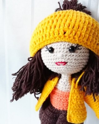 Girl Toy Amigurumi, Doll for Kids, Amigurumi Doll, Crochet Doll, 100% Organic Syrian Handmade Soft Amigurumi Toy, Amigurumi Sleeping Friend