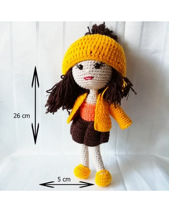 Girl Toy Amigurumi, Doll for Kids, Amigurumi Doll, Crochet Doll, 100% Organic Syrian Handmade Soft Amigurumi Toy, Amigurumi Sleeping Friend