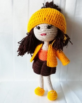 Girl Toy Amigurumi, Doll for Kids, Amigurumi Doll, Crochet Doll, 100% Organic Syrian Handmade Soft Amigurumi Toy, Amigurumi Sleeping Friend