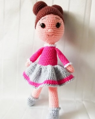 Sevimli Balerin, Çocuklar İçin Bebek, Amigurumi Bebek, Örgü Bebek, %100 Organik El Yapımı Yumuşak Amigurumi Oyuncak, Amigurumi Uyku Arkadaşı