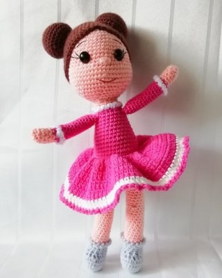 Sevimli Balerin, Çocuklar İçin Bebek, Amigurumi Bebek, Örgü Bebek, %100 Organik El Yapımı Yumuşak Amigurumi Oyuncak, Amigurumi Uyku Arkadaşı