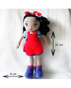 Curly Haired Girl, Doll for Kids, Amigurumi Doll, Crochet Doll, 100% Organic Syrian Handmade Soft Amigurumi Toy, Amigurumi Sleeping Friend