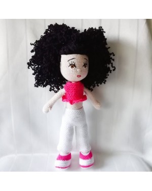 Curly Haired Girl, Doll for Kids, Amigurumi Doll, Crochet Doll, 100% Organic Syrian Handmade Soft Amigurumi Toy, Amigurumi Sleeping Friend