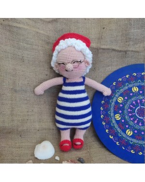 Granny Glasses Doll Crochet Toy, Doll for Kids, Amigurumi Doll, Crochet Doll, 100% Organic Syrian Handmade Soft Amigurumi Toy, Amigurumi Sleeping Friend