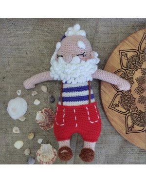 Bearded Grandpa Crochet Toy, Doll for Kids, Amigurumi Doll, Crochet Doll, 100% Organic Syrian Handmade Soft Amigurumi Toy, Amigurumi Sleeping Friend