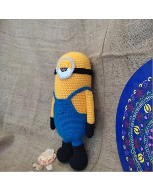 Minion Crochet Toy, Doll for Kids, Amigurumi Doll, Crochet Doll, 100% Organic Syrian Handmade Soft Amigurumi Toy, Amigurumi Sleeping Friend