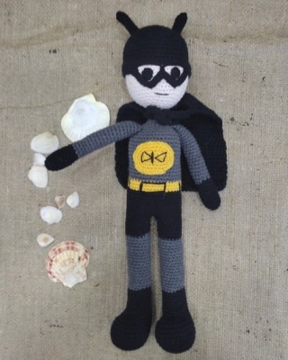 Amigurumi Batman Crochet Toy, Doll for Kids, Amigurumi Doll, Crochet Doll, 100% Organic Syrian Handmade Soft Amigurumi Toy, Amigurumi Sleeping Friend