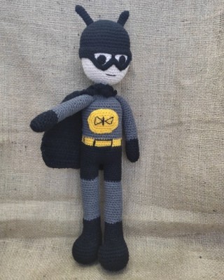 Amigurumi Batman Crochet Toy, Doll for Kids, Amigurumi Doll, Crochet Doll, 100% Organic Syrian Handmade Soft Amigurumi Toy, Amigurumi Sleeping Friend