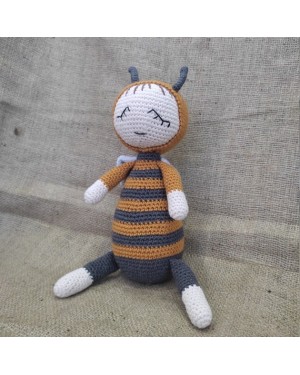 Amigurumi Bee Crochet Toy, Doll for Kids, Amigurumi Doll, Crochet Doll, 100% Organic Syrian Handmade Soft Amigurumi Toy, Amigurumi Sleeping Friend