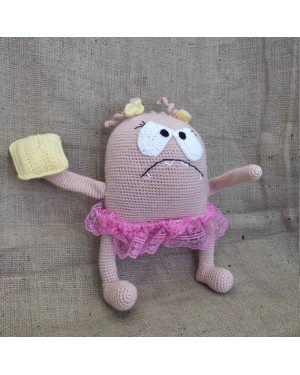 Angry Sponge Crochet Toy, Doll for Kids, Amigurumi Doll, Crochet Doll, 100% Organic Syrian Handmade Soft Amigurumi Toy, Amigurumi Sleeping Friend