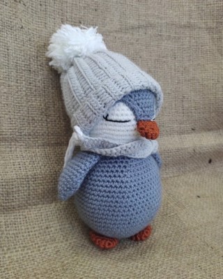 Amigurumi Penguin Toy Crochet Toy, Doll for Kids, Amigurumi Doll, Crochet Doll, 100% Organic Syrian Handmade Soft Amigurumi Toy, Amigurumi Sleeping Friend