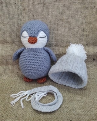 Amigurumi Penguin Toy Crochet Toy, Doll for Kids, Amigurumi Doll, Crochet Doll, 100% Organic Syrian Handmade Soft Amigurumi Toy, Amigurumi Sleeping Friend