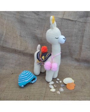 Amigurumi Llama Crochet Toy, Doll for Kids, Amigurumi Doll, Crochet Doll, 100% Organic Syrian Handmade Soft Amigurumi Toy, Amigurumi Sleeping Friend