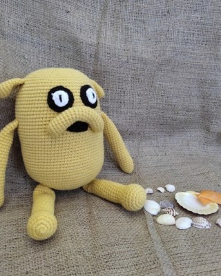 Jake the Dog Crochet Toy, Doll for Kids, Amigurumi Doll, Crochet Doll, 100% Organic Syrian Handmade Soft Amigurumi Toy, Amigurumi Sleeping Friend